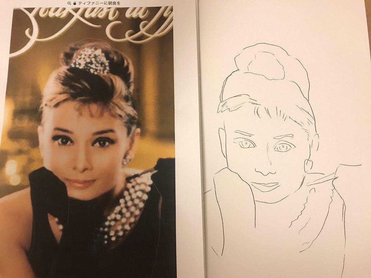 ひろ木 簡単にアタリをとる手法です 消せるカーボン紙というのがミソです しかも100均 今回は着彩の練習のため久々にチャレンジしてみました スピード重視のため雑に描いてます ティファニーで朝食を