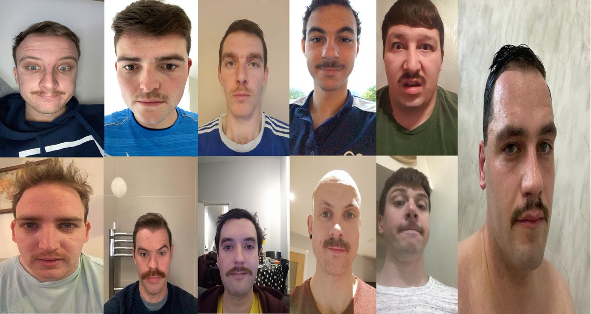 stjamesoldboys's tweet photo. Movember Update: Week 3!  All the players have agreed to keep these for the 1st game back on the 5th December! We have reached over £1000 of donations for this great cause, but that shouldn't stop now

@MovemberUK 
Please donate for these horrid attempts!
https://t.co/7yBgGWajuq https://t.co/nLrESfzuF9
