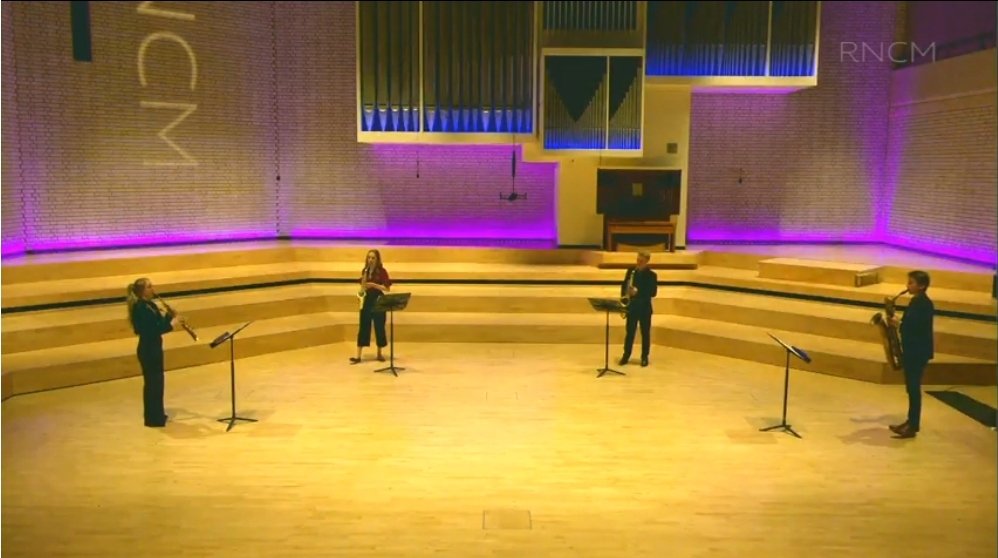 rncmlive's tweet photo. The Arcus Saxophone Quartet at today's lunchtime concert.

#LiveFromTheRNCM #ClassicalMusic #Saxophone #Sax #RNCM #DoWhatYouLove https://t.co/jkGQkuDz03
