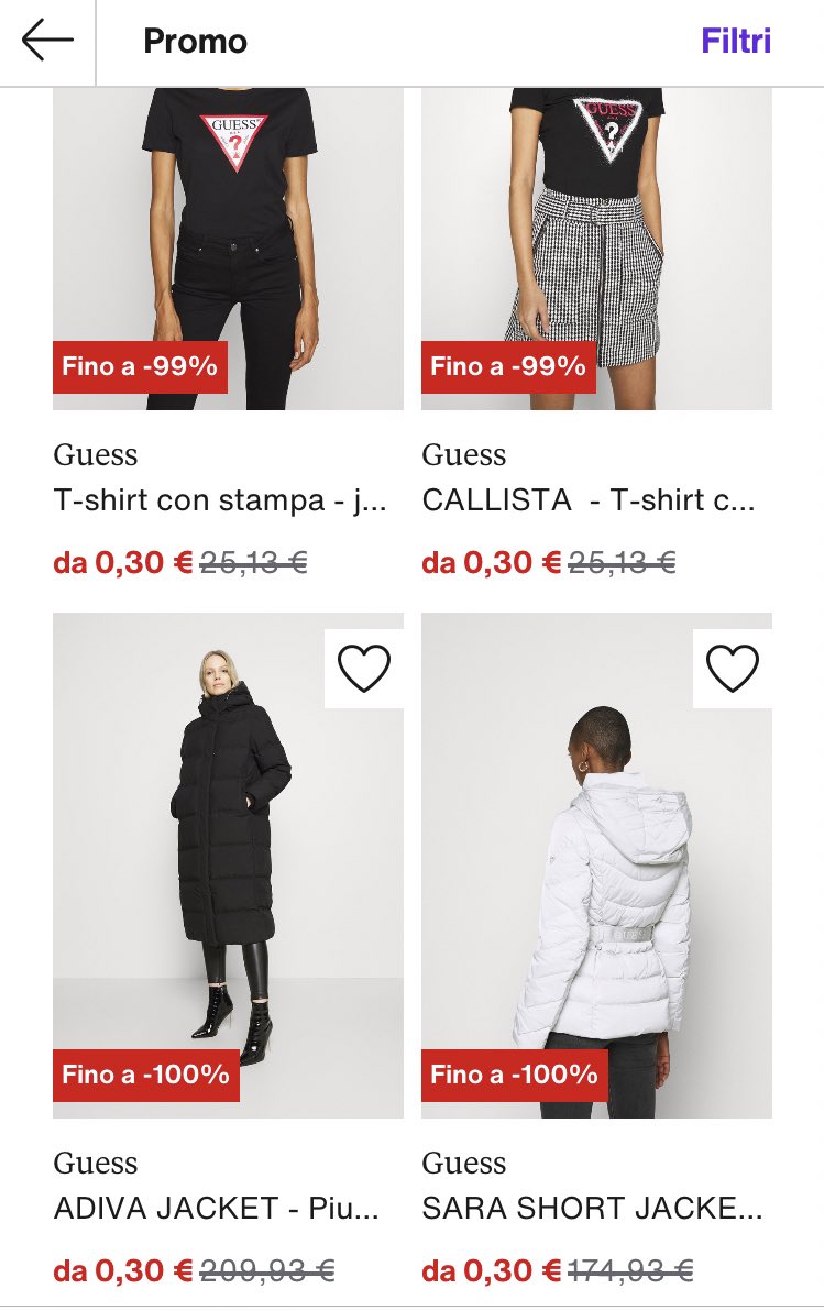 NicoleFusetti's tweet photo. Ma vogliamo parlare del “piccolo” errore fatto stanotte da @Zalando per gli articoli Guess?

#30centesimi https://t.co/EfzqSFEQIq