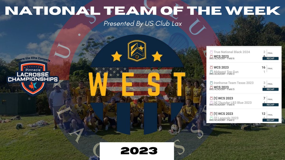 USClubLax's tweet photo. US Club Lax Boys National Teams of the week! 21-23
So many deserving teams this weekend. What a weekend of action! 
.@LacrosseForce @WestCoastStarz https://t.co/TcNuasi2Zz
