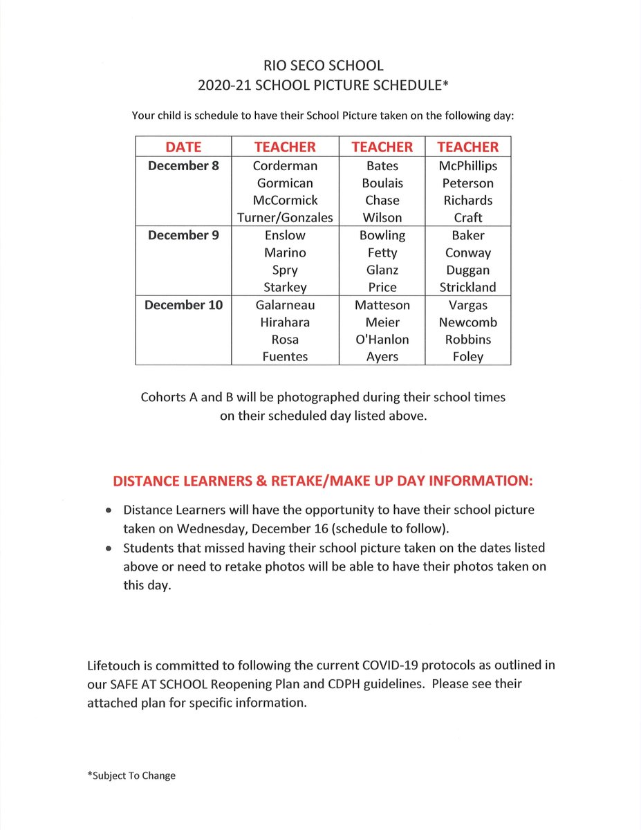 Rio Seco School Riosecoschool Twitter Rio Seco School Calendar