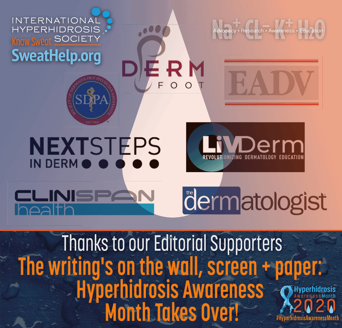 WeKnowSweat's tweet photo. Thank you for helping us share educational #hyperhidrosis info this #HyperhidrosisAwarenessMonth
@dermcast @LiVDerm @eadv
#KnowSweat2020 #KnowSweat https://t.co/u6ap3hoSnx
