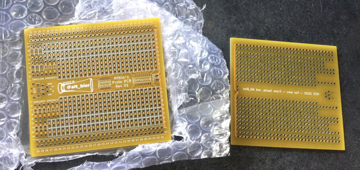 evm_sec's tweet photo. Wow, this is the first time #HackerSanta (claiming to be ! @alt_bier) has sent me personalized PCBs! https://t.co/ETsvSiVCtN