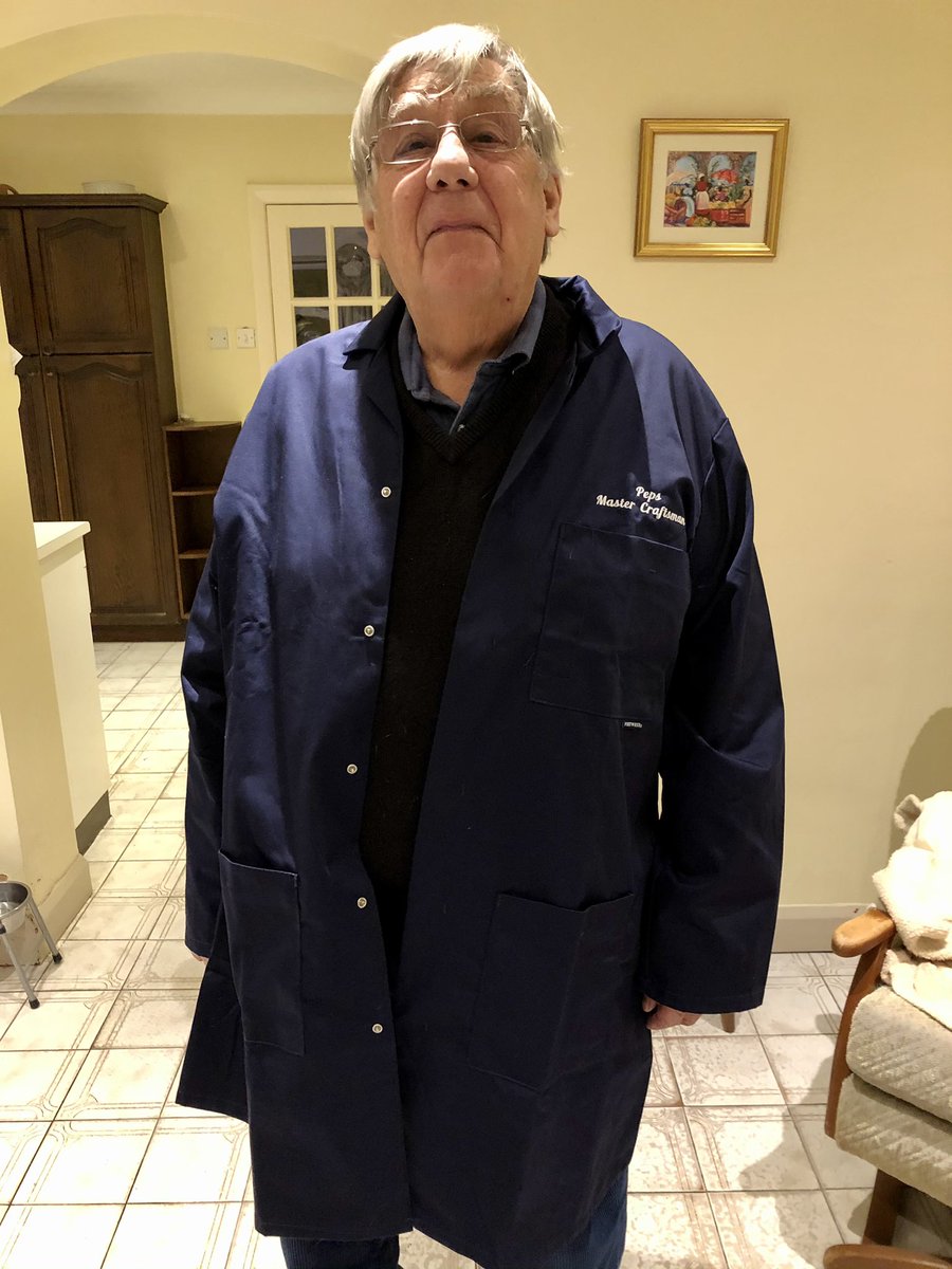 emmachallans's tweet photo. Happy 80th birthday to Peps-Master Craftsman! A kind, thoughtful and caring gentleman! Gotta love him! ๐
Here is loving his new manshed attire ๐๐คฃ #big80 #family https://t.co/2qOTVyU8q6