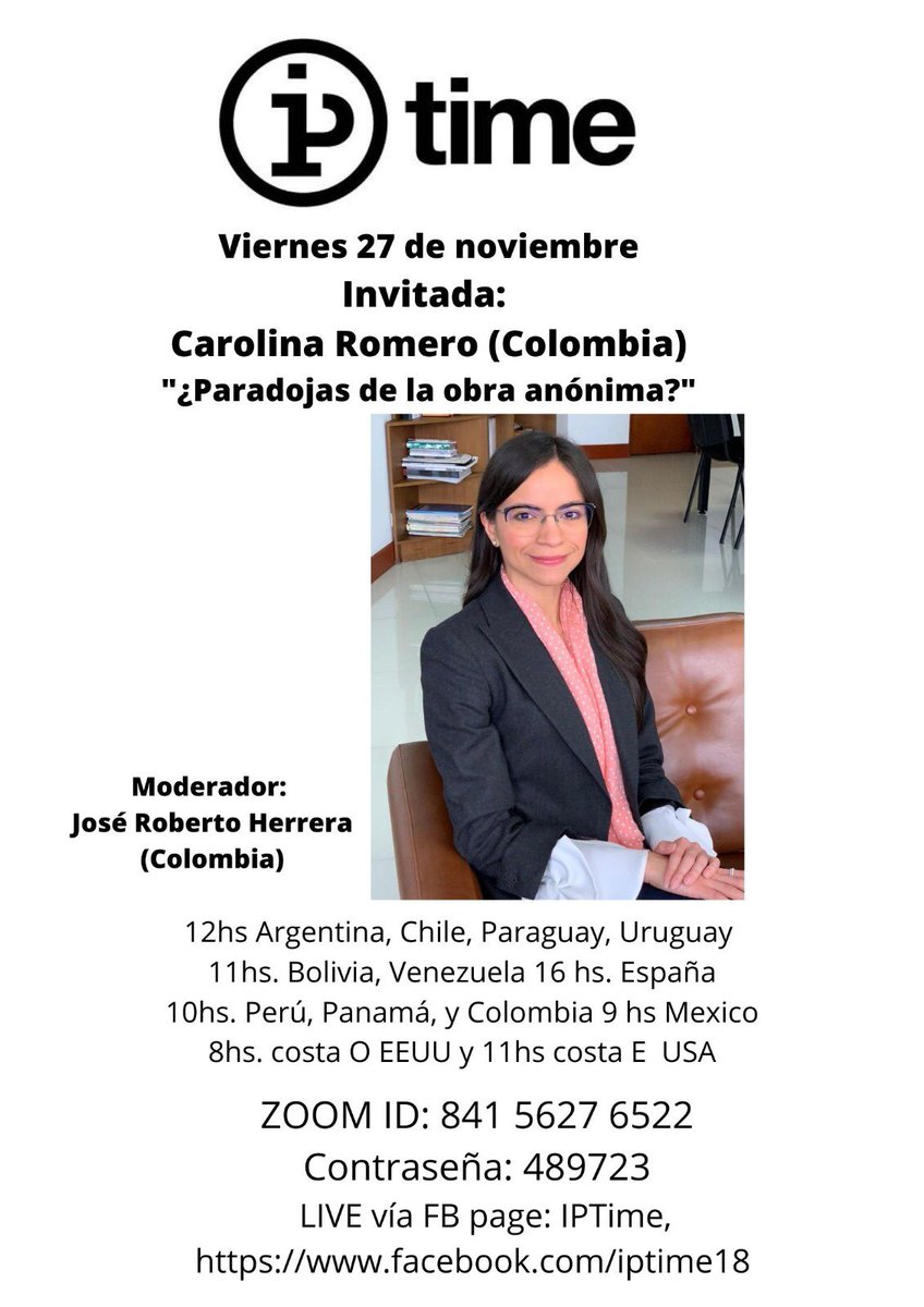 IPTime18's tweet photo. Compartimos nuestro #IPTIME para este próximo viernes 27 de noviembre ¿Paradojas de la obra anónima? https://t.co/2Q2Qz7Fqxa