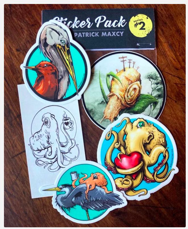 There are only 2 sticker packs left before they are sold out : patrickmaxcyart.bigcartel.com  --  #stickers #supportsmallbusiness #animals #patrickmaxcy