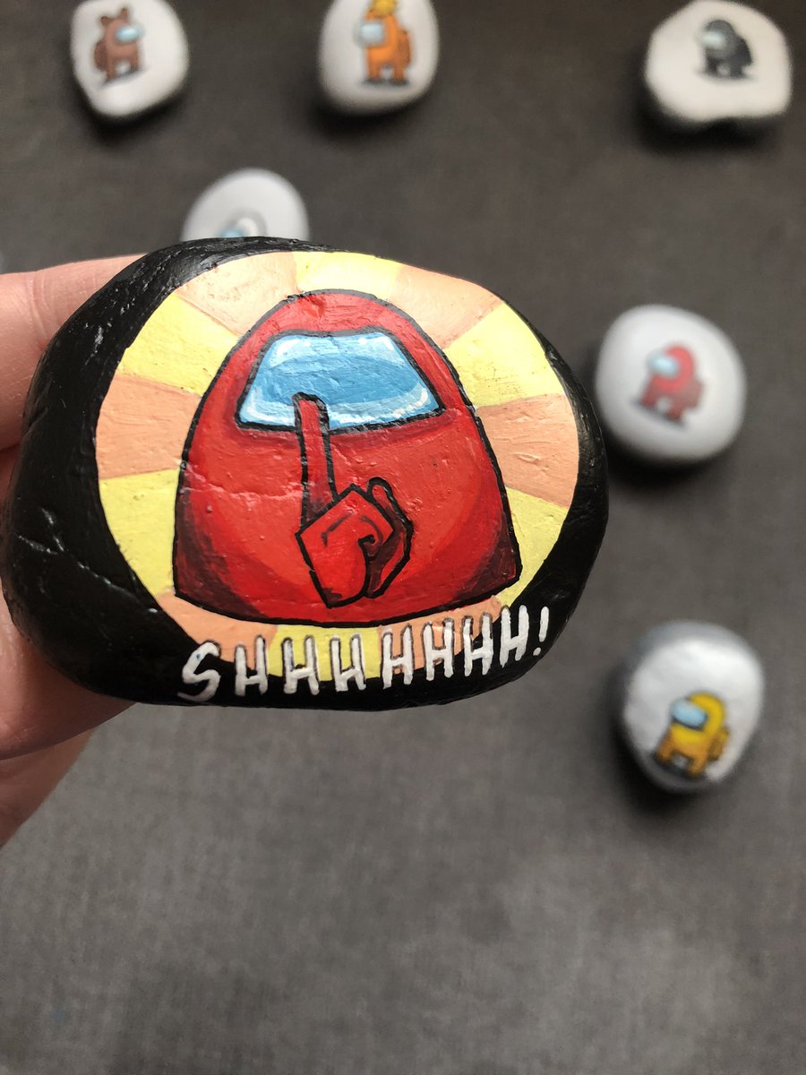 Yellowbellyrock's tweet photo. My kids have introduced me to @AmongUsGame and now I’m addicted! The ones with the hats are our characters and we have to keep them apparently but the rest will be hidden #amongus #impostor #sus #kindnessrocks #crewmate https://t.co/zgiz8dYmq7