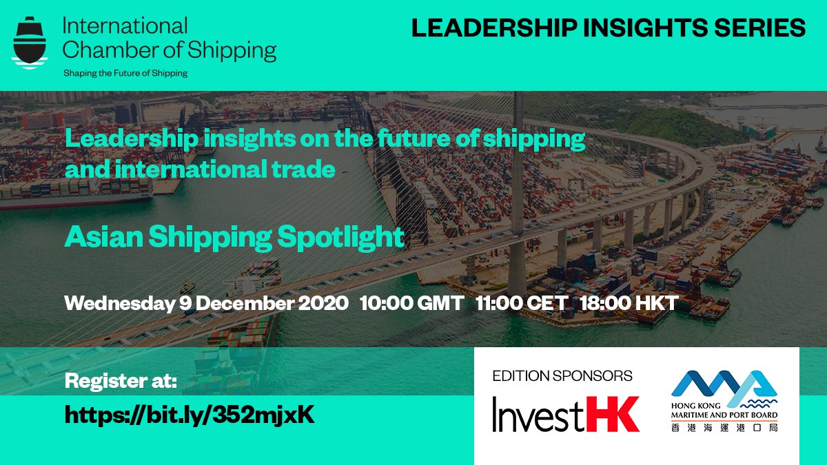 shippingics's tweet photo. #ICSInsights is back - Sign up for a special edition of our series https://t.co/NHSh55OmwW
“Asian shipping spotlight”
and join us on Wednesday 9 December!
#ICSInsights #Shipping #COVID19 https://t.co/OeaYoincMz