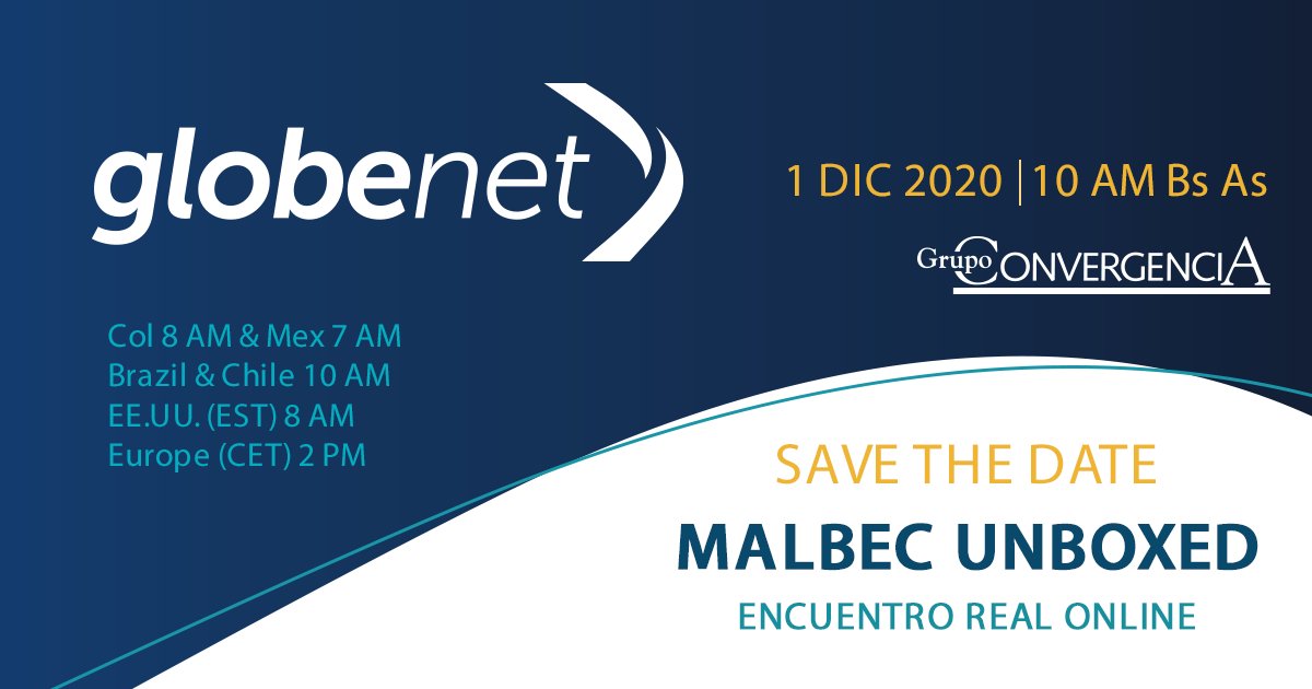 Participa en el evento "Malbec Unboxed", organizado junto a @grupoconvergencia el 1 de diciembre 2020. Únete a nuestros directores, quienes debatirán junto a Alcatel Submarine Networks, sobre el impacto en conectividad del nuevo cable submarino. ow.ly/tRXl50CsyuO