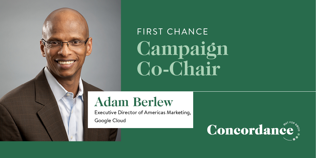 ConcordanceNow's tweet photo. We are honored to have @AdamBerlew from @googlecloud join our First Chance campaign. He and 60 other co-chairs are helping us raise funds to expand the Concordance Re-Entry Model nationwide.
Learn more: https://t.co/YprZCqObJV
#FirstChance #FirstChanceCampaign https://t.co/gHGHG70jfg