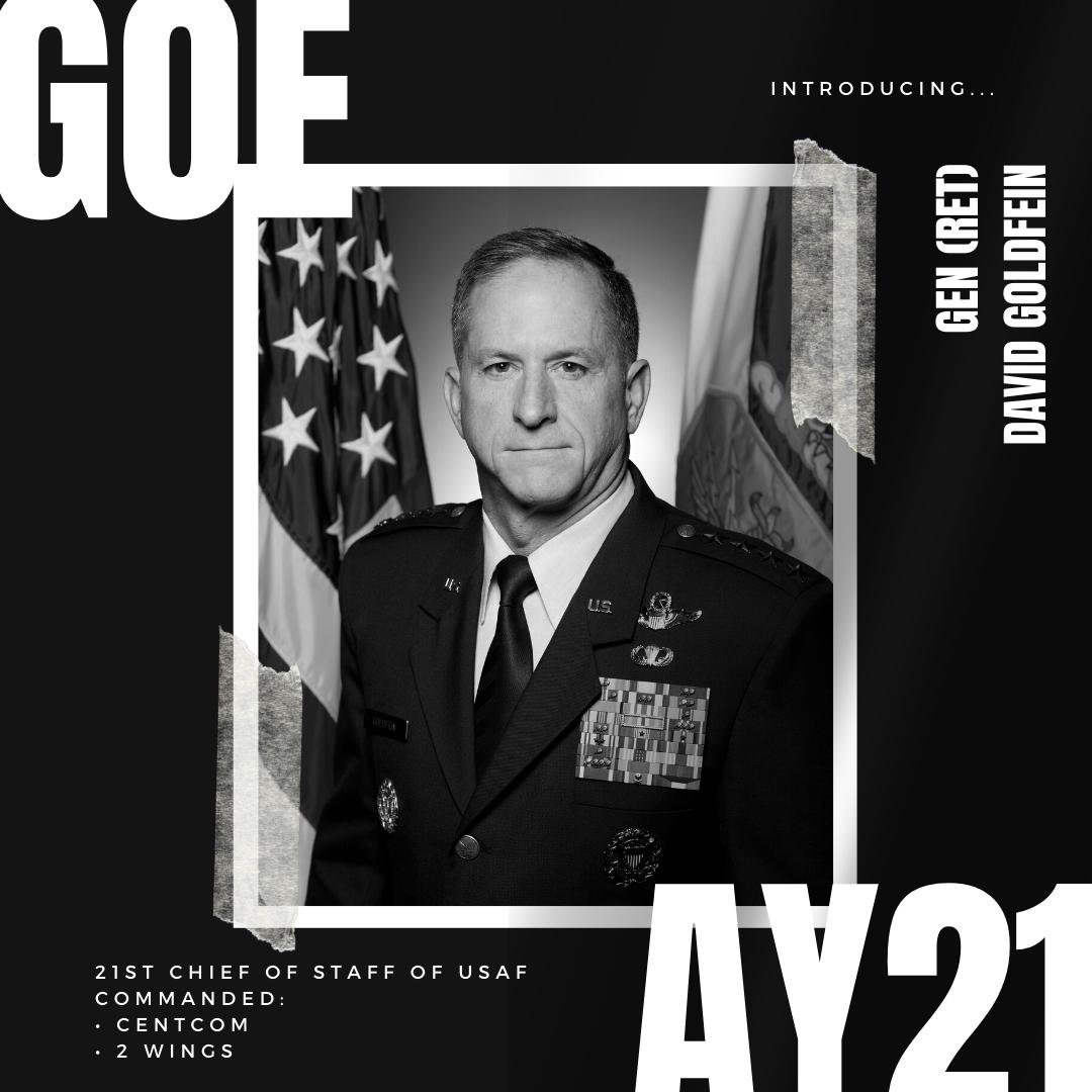GOEFoundation's tweet photo. Introducing one of our AY2021 Eagles! π¦
Gen (Ret) David L. Goldfein
Save the date: 24-26 May 2021.
#airpower #goefoundation #gatheringofeagles #aviator #aviation #aviationhistory #biography #militaryhistory #flyhigh #aimhigh #USAF #AirForce #CSAF #USSF #pilot #pilotlife https://t.co/QfXVoPQakL