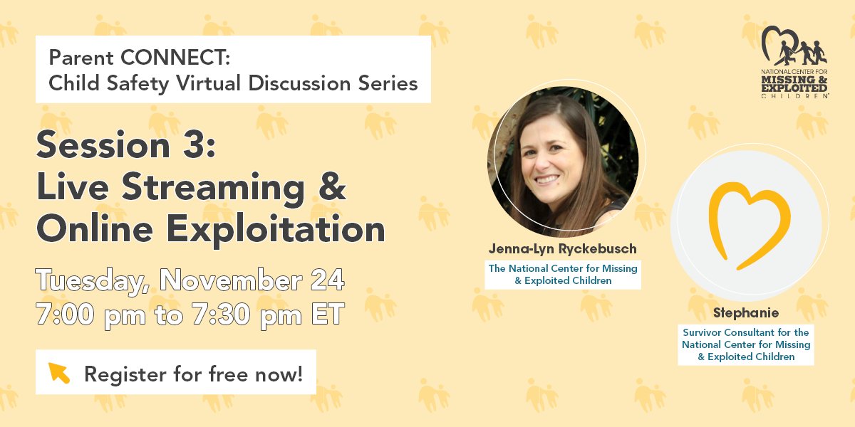 _HateThisSite_'s tweet image. RT MissingKids &quot;Join NCMEC CyberTipline Analyst Jenna Ryckebusch and Survivor Consultant Stephanie for an in-depth discussion of livestreaming and online exploitation, Tuesday, Nov. 24 at 7pm EST.  #onlinesafety #virtualdiscussion Register at: … https://t.co/rq2UtdDh5x&quot;
