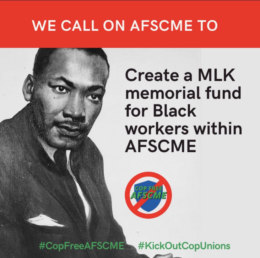 copfreeafscme's tweet photo. Being anti racist means more than forming task forces. It means doing the work to improve the lives of black people. It means a #copfreeafscme https://t.co/B3nzVs5XBi