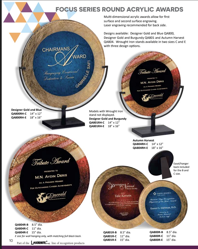 VictoryChicago's tweet photo. If you love our Focus Series, make sure you check out our multi-dimensional round acrylic awards. https://t.co/JbIGzWiQMq