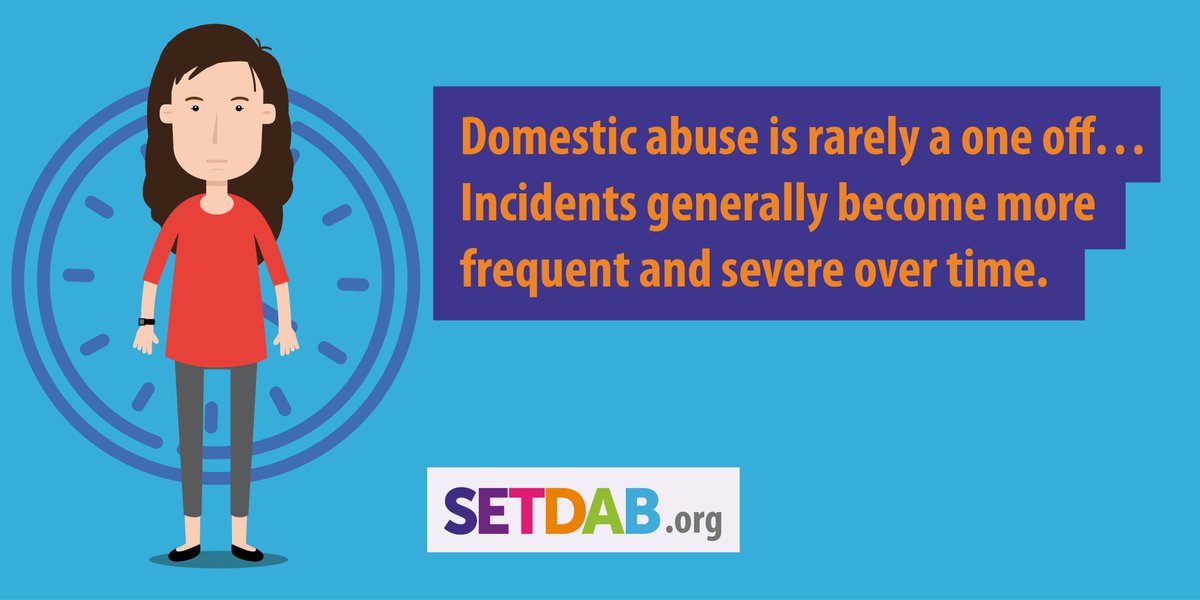 Often, an abusive partner will be sorry after an incident of abuse. It's only natural to hope that your partner will change or the abuse will stop, however, domestic abuse usually gets worse over time. It's important you prioritise your safety + get help: setdab.org