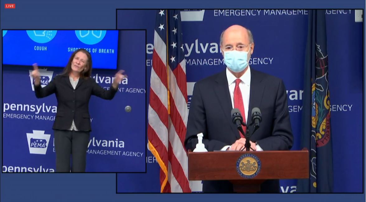  #BREAKING  @GovernorTomWolf &  @SecretaryLevine announces tougher restrictions (or as Levine called them "safeguards") including tighter crowd restrictions, "advisory" to stay home, 1-night order to end alcohol sales on Wednesday (a usually busy night at bars) at 5:00 PM.  @WJACTV