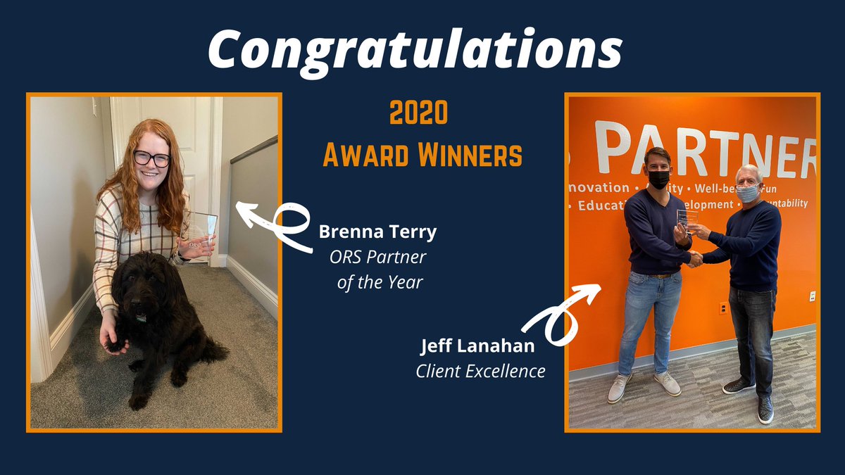 ORSPartners's tweet photo. Each year, ORS presents awards to two employees who have done outstanding work. Congrats to our 2020 award winners, Brenna and Jeff!
#teammembers #annualawards #awardwinners #letsscaletogether #whyiloveors https://t.co/qQMzoiTxod