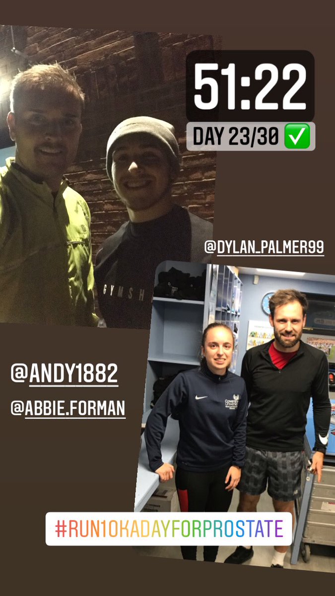 apmHearn's tweet photo. ✅ Day 23/30 - 51:22
@dylanpalmerram
@AbbieForman1
@Andy1882
Achilles sore! Good to have Dylan join me. 7 days to go!
Please join us @prostateunited and support @ProstateUK by donating: https://t.co/EmpPmuKqaW
#run10kadayforprostate https://t.co/lJJU8GT5hF
