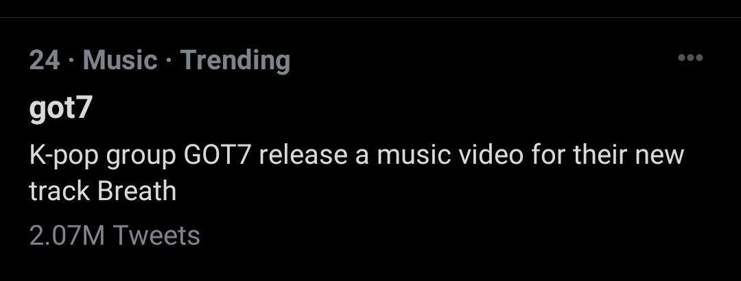 Indianahgase's tweet photo. GOT7 trending at #24 in India, where are my Indian birdies at?????

#GOT7 #갓세븐갓세브 @GOT7Official
#GOT7_Breath 
GOT7 BREATHE OUT NOW #GOT7_BreathRelease https://t.co/0t4BKvsFTv