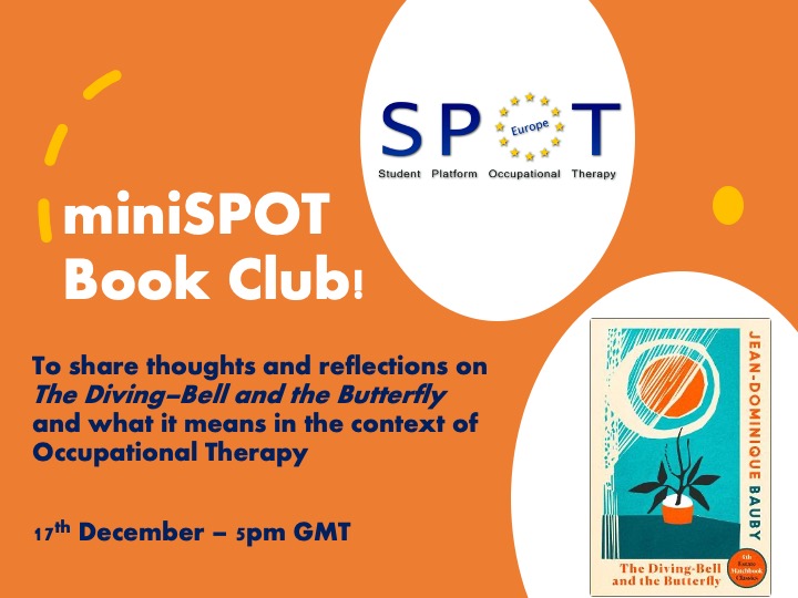 SPOTeurope's tweet photo. @anyadei is hosting the SPOT Book Club in 17th Dec 5pm GMT, with the book "The Diving Bell &amp; the Butterfly" you can find the pdf book in here https://t.co/W68kfT5Vvo or see a trailer in here https://t.co/wQq24r14S3.
Registrations until 13th Dec 5pm GMT https://t.co/wWlH2qrZQD. https://t.co/dAGyujsVyG