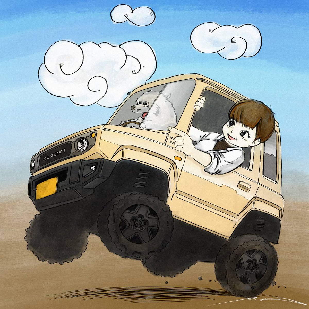 O Xrhsths Tokki ジムコザ Damd Inc Sto Twitter 姉がジムニーを納車したので お祝いイラストをプレゼント 商用ではないので 鳥山明先生の イラストをオマージュしてます 実家の愛犬の方が運転してるのがポイント O Xrhsths Tokki ジムコザ Damd Inc Sto Twitter 姉がジムニーを納車したので お祝いイラストをプレゼント 商用ではないので 鳥山明先生の イラストをオマージュしてます 実家の愛犬の方が運転してるのがポイント