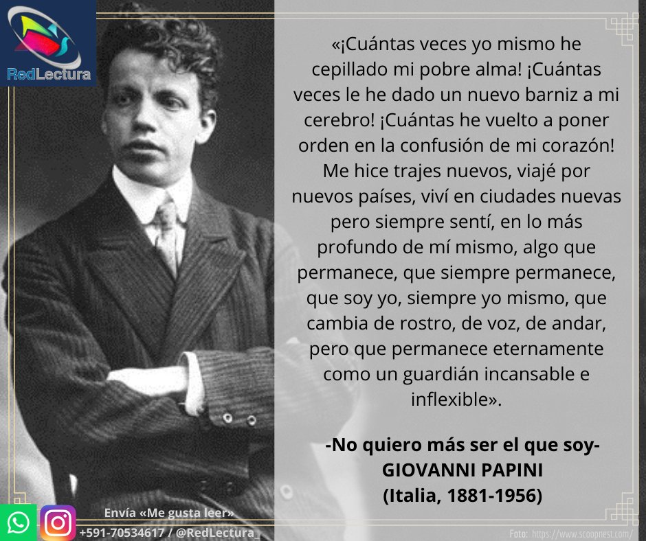 #RedLectura
GIOVANNI PAPINI
-No quiero más ser el que soy
>Lee y comparte.

#GiovanniPapini #Libros #Frases #Citas #LecturasRecomendadas #Fragmentos #Frasesliterarias #Citasliterarias #FragmentosLiterarios #FragmentosDeLibros #CitasDeLibros