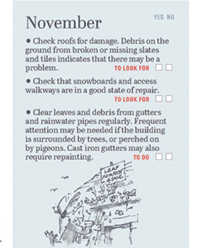 From @SPAB1877 maintenance calendar - important November jobs. #NationalMaintenanceWeek spab.org.uk/campaigning/ma…
