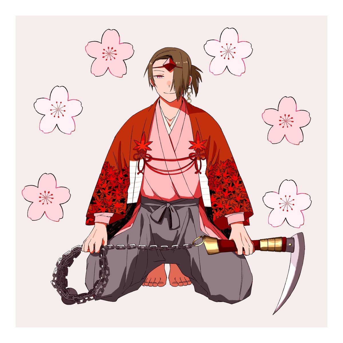 #いい兄さんの日なのでうちの兄さんを紹介する
桜三郎
二人の弟を持つ兄。真面目で少し神経質だが面倒見は良い。戦場には立たず、主の側廻りの補佐をしている。
かつて二人の兄がいたが、冬の大戦で二人を失う。今の弟達には兄達の心核が入っている。兄達のことも、弟達のことも大切に思っている。