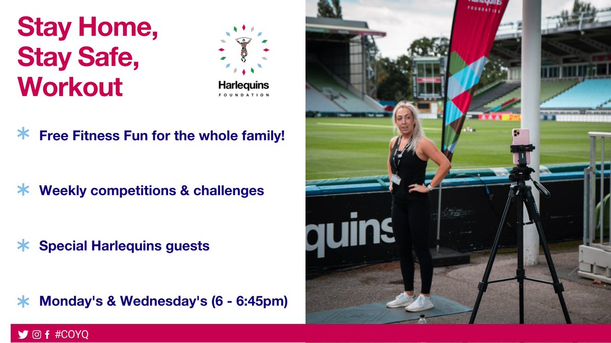 quinsfoundation's tweet photo. ποΈ Want to start your week off right?
π The join tonight's "Stay Home, Stay Safe, Workout" session at 6pm, fitness fun for the whole family!
ποΈBook your free space here π https://t.co/Sswr66Qlat
#COYQ #KeepKidsActive https://t.co/hKjRzjLGCR
