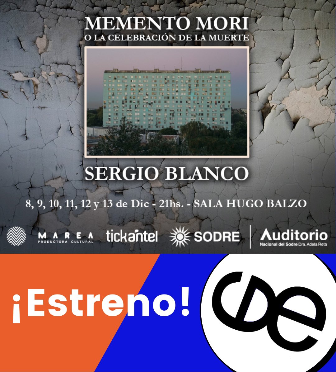 espectadoresuy's tweet photo. #VuelveElTeatro🎭
¡Estreno de Sergio Blanco!
@protocolosergio

“MEMENTO MORI O LA CELEBRACIÓN DE LA MUERTE” https://t.co/ySAcXIigpe