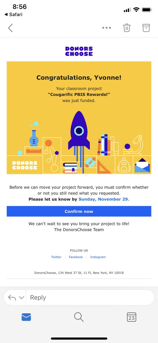 yvonnec4788's tweet photo. Love waking up to see that @Allstate finished the funding on my @DonorsChoose project. Thank you so much! #DonorsChoose #allstatefoundation https://t.co/lMSOi9tLBX