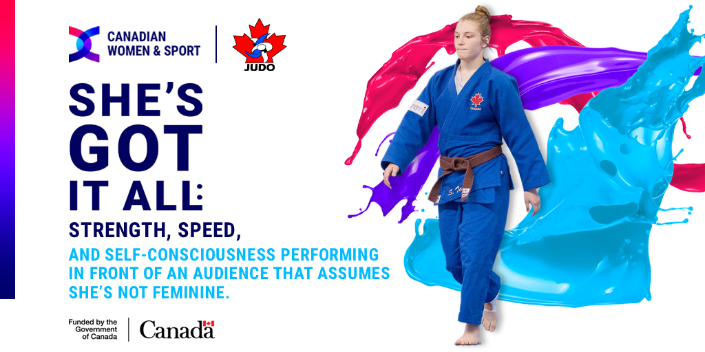 JudoCanada's tweet photo. We’ve partnered with @WomenandSportCA  to shine a light on obstacles faced by women and girls, and to spread empathy and understanding of the needs of female athletes and how to keep them involved in the sports they love. Visit https://t.co/9d1gm4gC5M #judocanada #genderequity https://t.co/o4zAf7o26K