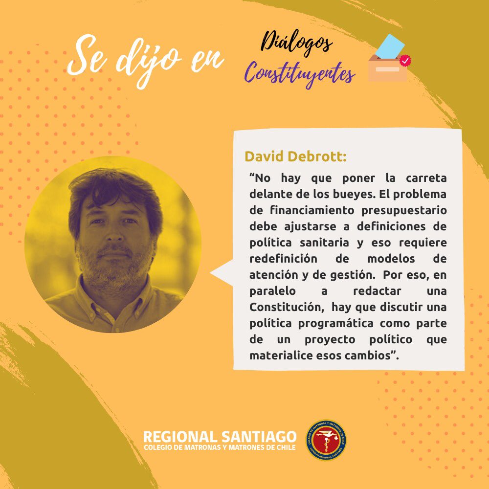 MatronasStgo's tweet photo. En diálogos constituyentes estuvimos con el economista David Debrott y nuestra presidenta regional conversando sobre ¿cómo financiar la salud que chile necesita? La demanda principal gran endeudamiento por enfermarse,terminar con las listas de espera y fortalecimiento de la APS. https://t.co/MhXGsF6WqS