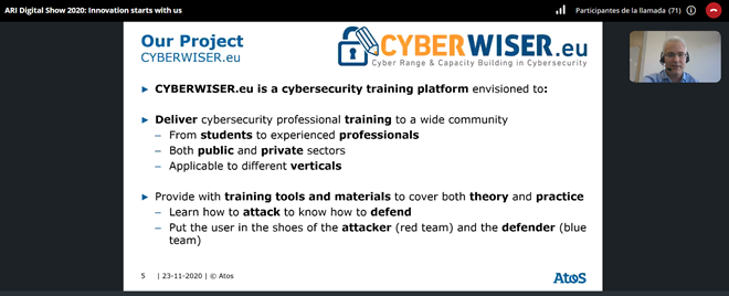 Our colleague Javier Presa presented our  #CYPACK project to reduce identity fraud through mobile-based solution for physical access control. Now it's time for Antonio Ávarez and Guillermo Yuste showing how to fight against phishing with  @cyberwiser  #DigitalShow2020