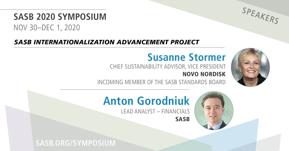 SASB's tweet photo. Susanne Stormer, Chief Sustainability Advisor, Vice President, @novonordisk joins Anton Gorodniuk, Lead Analyst - Financials, @SASB during this year's SASB Symposium to talk about SASB's Internationalization Advancement Project https://t.co/OHMAsdFKmr #movingthemarket https://t.co/aNjrk6Gp2H