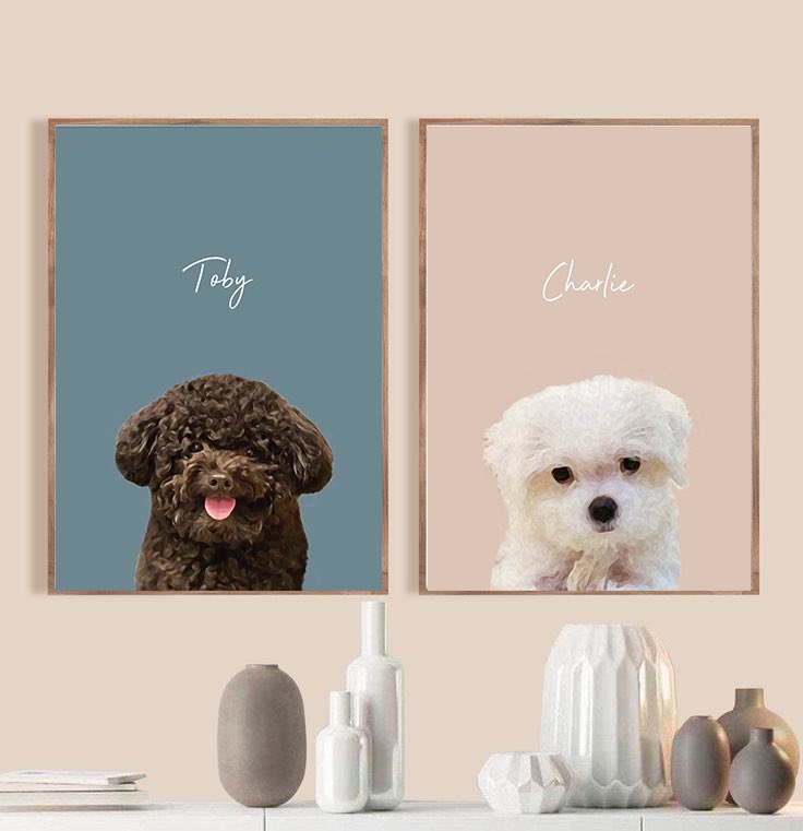 benandbart's tweet photo. The perfect holiday gift for pet lovers🐶Customized pet portraits will be available on our website tomorrow 💓 [ wooden frame is included too ] https://t.co/5WTfCpa94o https://t.co/V1NImwGNlL