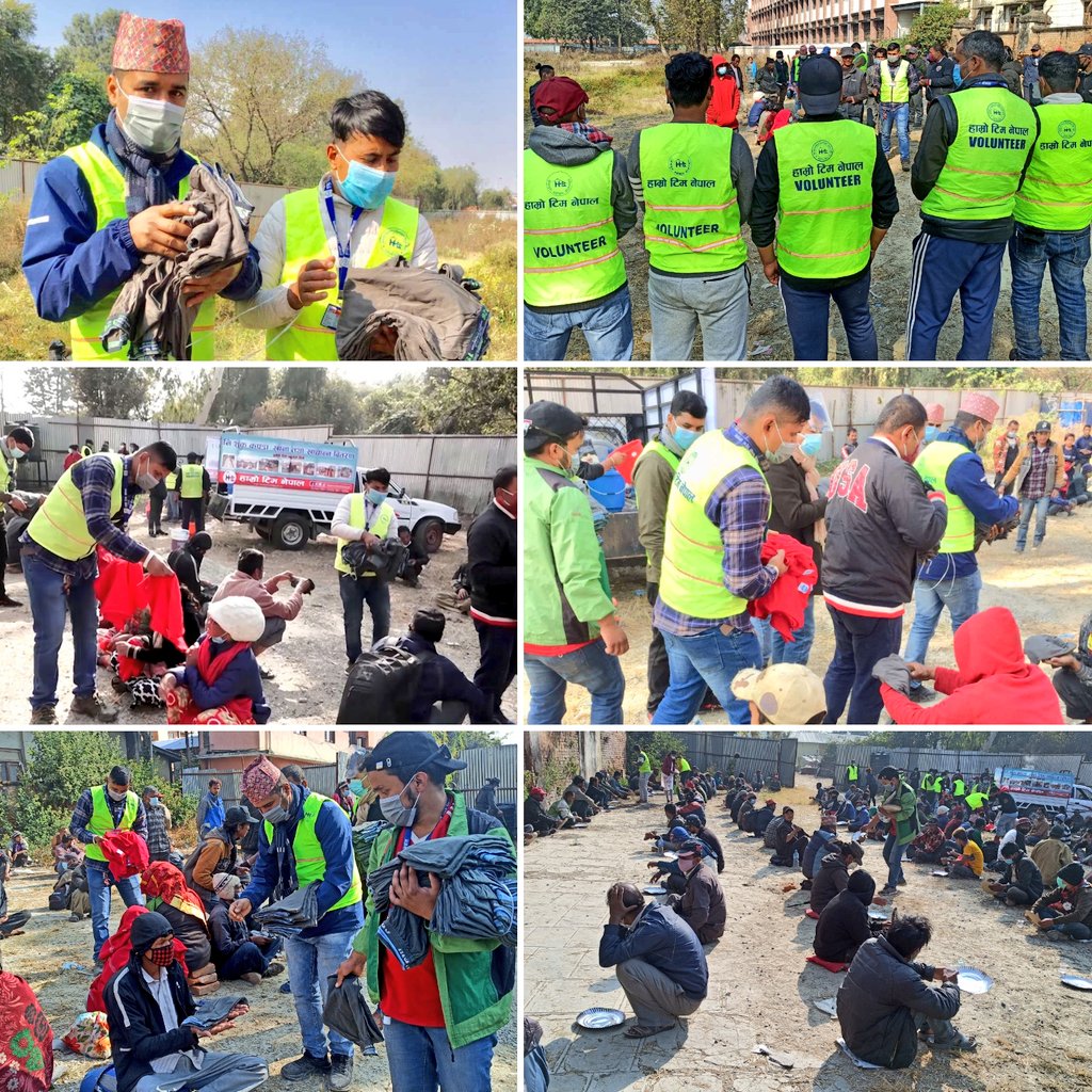 HamroteamNepal's tweet photo. निशुल्क खाना बितरण सङ्गसङ्गै  आज हामीले न्यानो लुगा २५० जना भन्दा बढिलाइ न्यानो  बितरण गरेका छौ । 
हुनेले दिने नहुनेले लिने हाम्रो अभियान जारी छ ।
भोकै कोहि बस्न नपरोस् ।
जाडाेयाममा काेहि  कठ्याङ्ग्रीएर मर्न नपराेस।
#hamroteamnepal 
#FreeFoodProgram https://t.co/6gxbM1wGno