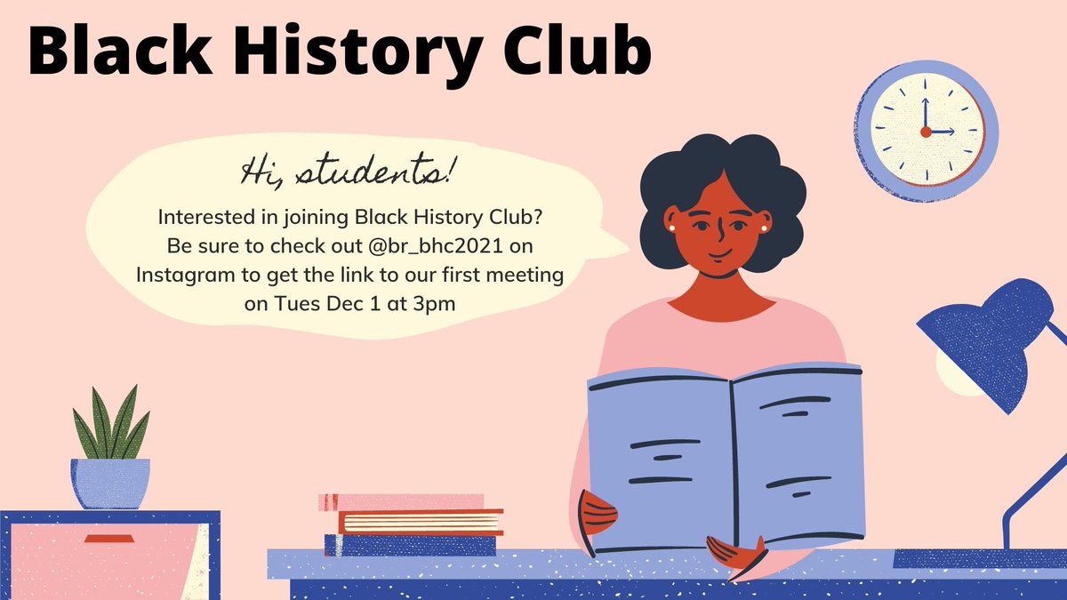 Hey Royals! Our newly rebranded Black History Club will be getting a kickstart on the 2021 year by having our first meeting on Tuesday Dec 1 at 3pm. Details for our first meeting on our Instagram bio @br_bhc2021 <a href="/BishopReding/">Bishop Reding</a>
