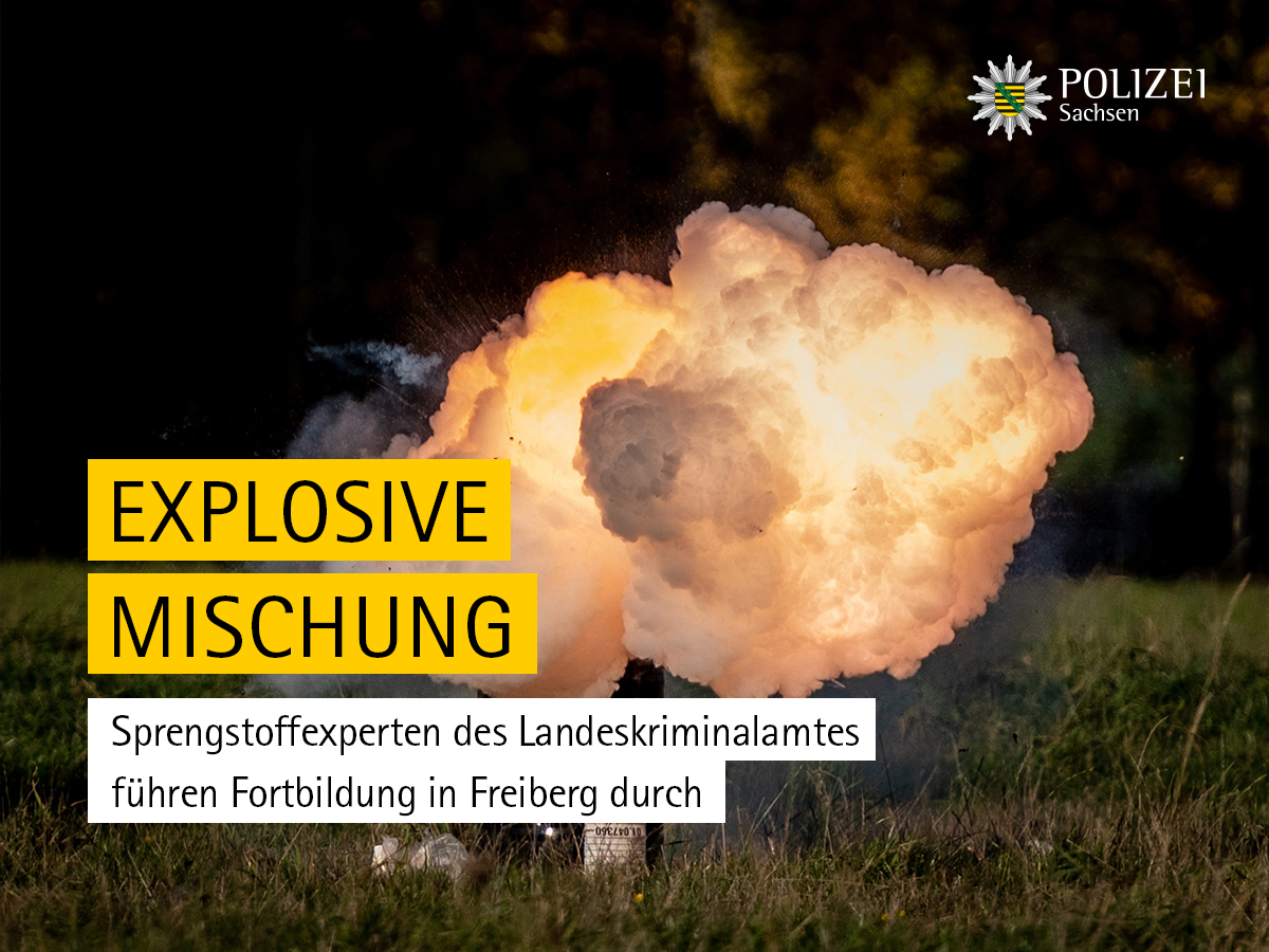 PolizeiSachsen's tweet photo. Experten der #USBV-Gruppe des #LKA #Sachsen haben Anfang des Monats eine Fortbildung zum Thema Pyrotechnik in #Freiberg durchgeführt.
Worum es bei dem Lehrgang ging & ein paar Eindrücke davon gibt's hier:
https://t.co/HlSlHGU8d7. https://t.co/0DkQVqbLgv