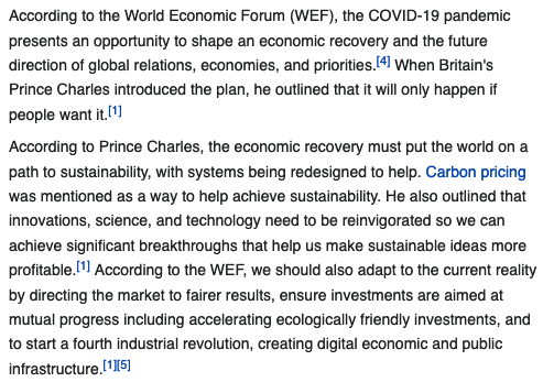 In their words, The Great Reset is a plan to "rebuild the economy sustainably following the COVID-19 Pandemic" by imposing heavy burdens on businesses and "directing the market to fairer results.""Private sector would be the main driver," "will only happen if people want it."