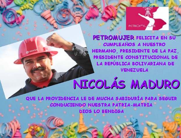 EsSoberania's tweet photo. Feliz cumpleaños querido Presidente dese el Bloque Patriótico Nacional de Mujeres del MinPetroleo sus entes Adscritos PDVSA-PEQUIVEN y sus Filiales PETROMUJER,  👩🏻‍💻👩🏻‍🏭👩🏽‍💼👩🏾‍🔬🏻‍♀️🏃🏻‍♀️👩🏻‍⚕️👩🏾 👷🏻‍♀️🎊🎉🎂💗💖♥️🇻🇪🇻🇪🇻🇪
@PETROMUJERVEN 
@NicolasMaduro https://t.co/TwWs4J0BRl