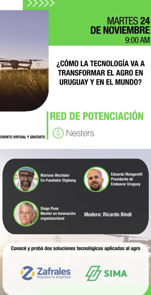 anacastillol's tweet photo. Mañana 📆 24/11 a las 9 hs @NestersTech llega #UY🇺🇾 Vamos a debatir el futuro del agro y cómo lo está atravesando la tecnología. #agtech #potenciacion @FUCREA @SUL_uy @PlanAgro @ignacio_buffa @QuiriciAmalia @carsanbal @sara_goldberg Inscribite en https://t.co/0sYX8eEykK https://t.co/HdGTVvty44