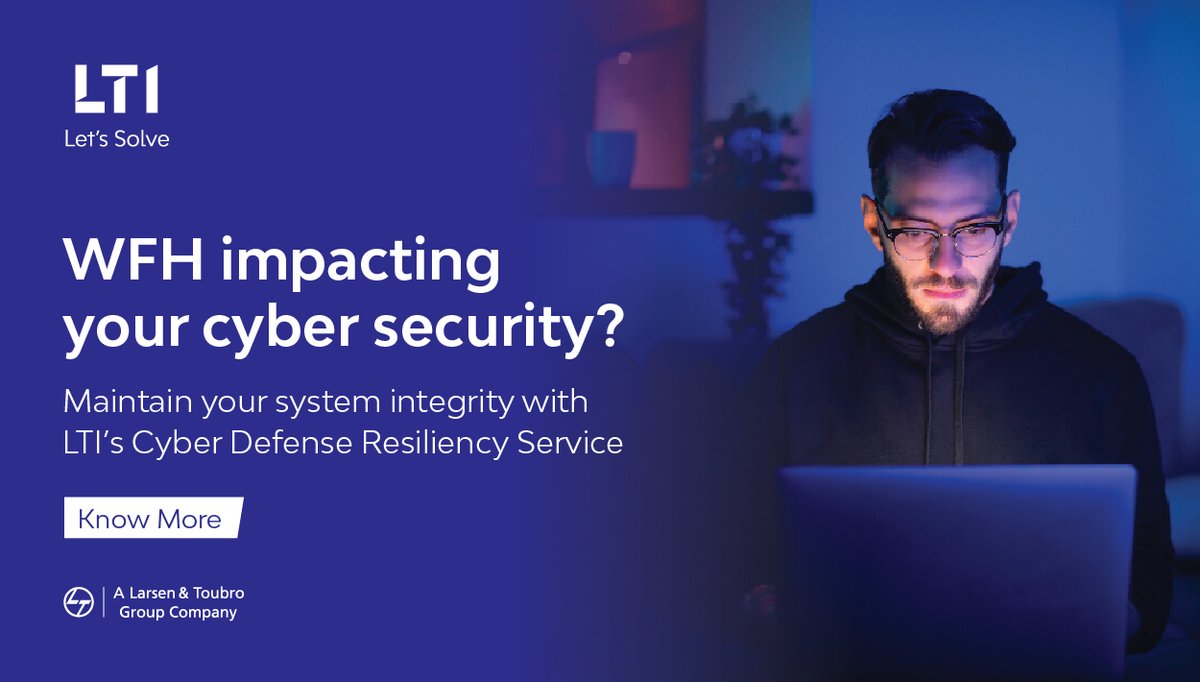 ltm_ofcl's tweet photo. Mitigating cyber risks is of top priority for enterprises as remote working continues. Explore LTI’s security offerings to remain resilient to latest cyber threats https://t.co/rLvAXeT13v #cyberdefense #Security #remotework #xFH #LetsSolve https://t.co/Q0ZEWyVNb4