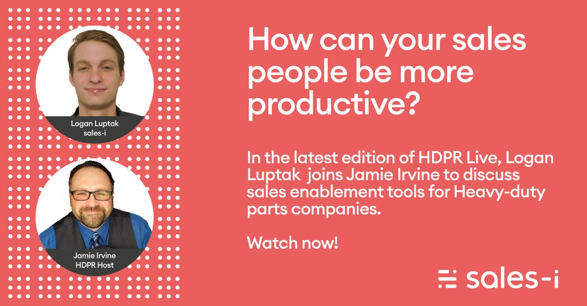 sales_i's tweet image. If you're in the #heavy-duty parts industry you need to watch this video. Logan Luptak recently caught up with Jason Irvine, Host of HDPR to talk all things #salesenablement.  
Watch now: bit.ly/3f9T3bM

#partsales #BI #wholesale