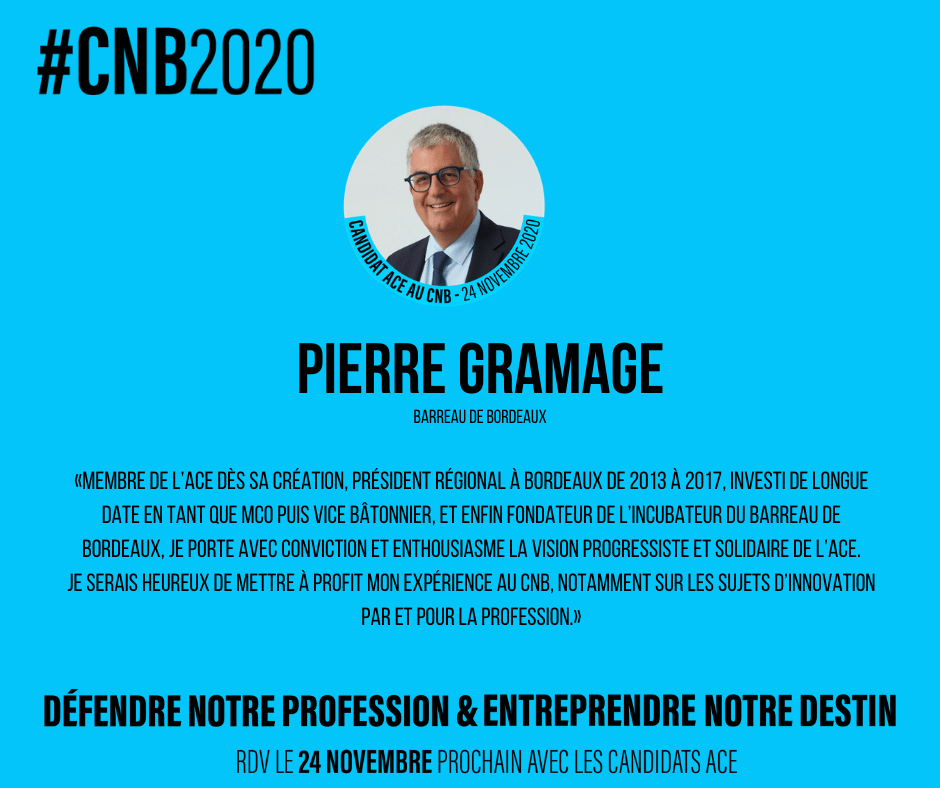 ACEavocats's tweet photo. 👉Découvrez Pierre Gramage, candidat pour l'ACE aux élections du 24 novembre au Conseil National des Barreaux ! 🚀
#CNB2020 #JeVoteACE https://t.co/Ya3Jh8LK00