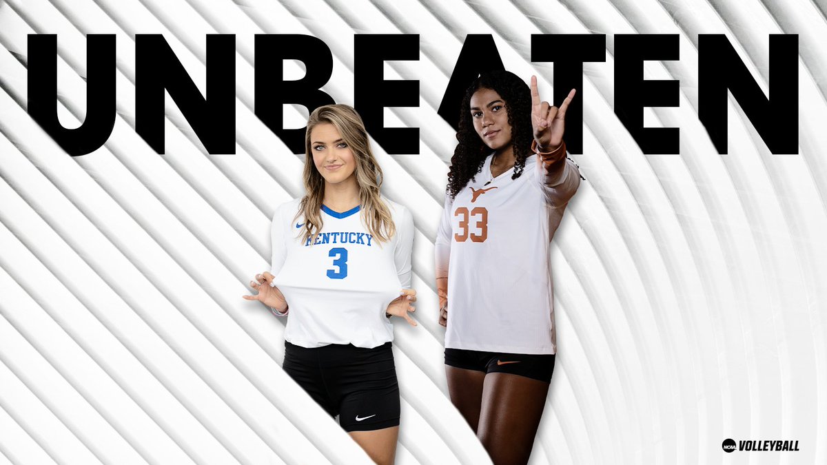 NCAAVolleyball's tweet photo. 2⃣teams finished 𝗨𝗡𝗕𝗘𝗔𝗧𝗘𝗡 through their conference schedules.

#NCAAVB https://t.co/CjhqVDd1Tn