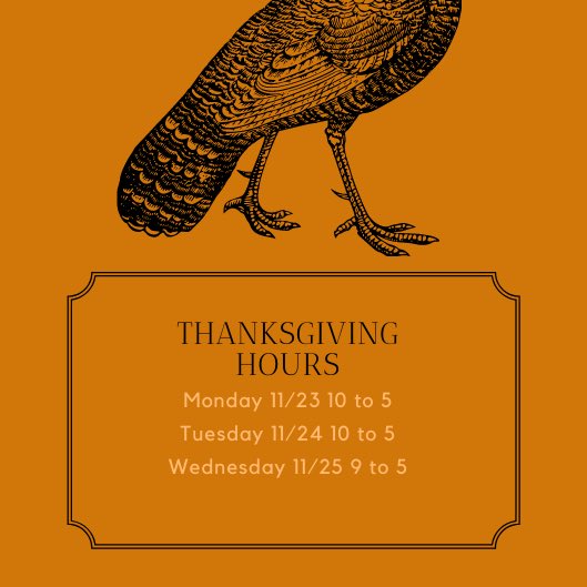 PieSensations's tweet photo. Here are the hours for this week. #HappyThanksgiving2020 https://t.co/RLByCdKNmi
