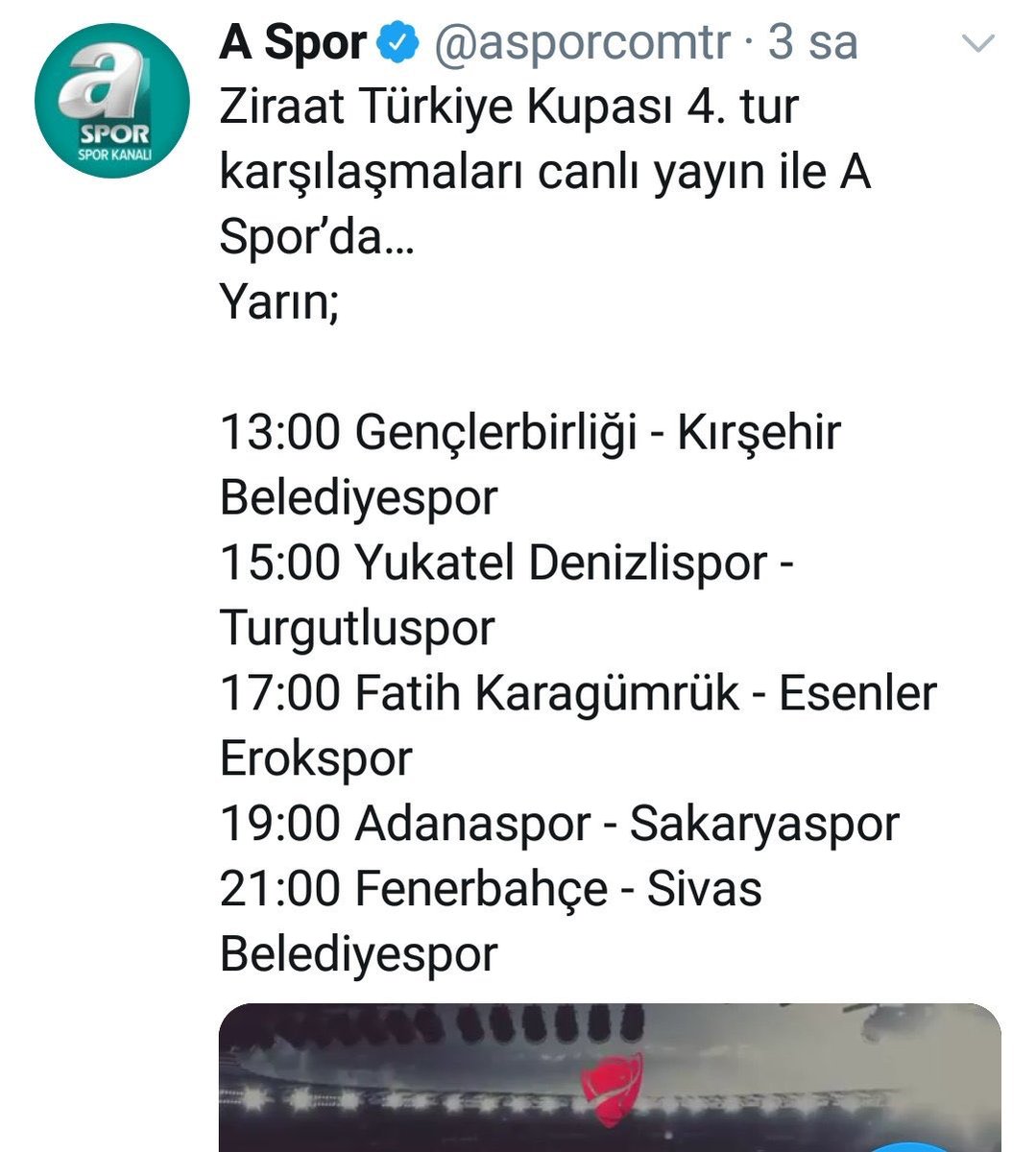 fettahcan's tweet photo. süper lig şampiyonu olmuş @BursasporSk kupa mücadelesini yayınlamamanız yakışmaz. Lütfen bu hatanızdan dönün✅ @asporcomtr https://t.co/hTqXrSeLwp
