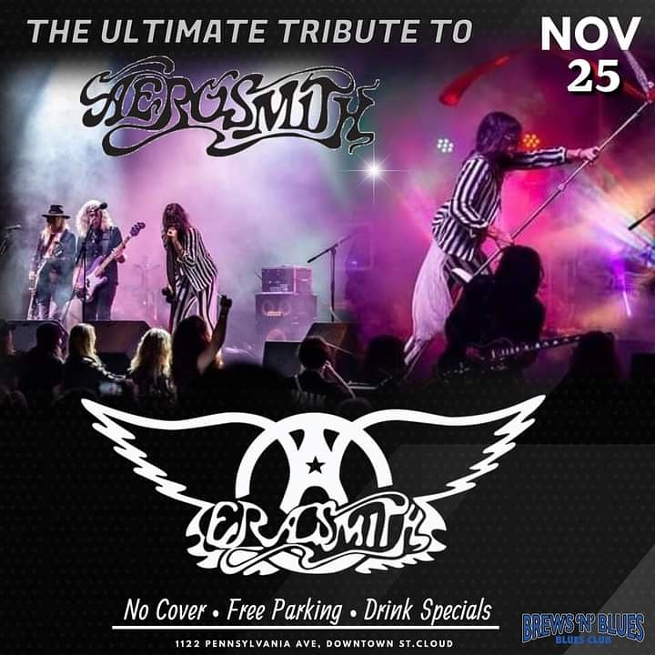 ERASMITH Band, the tribute to Aerosmith, rocks <a href="/brewsnbluesclub/">Brews 'N' Blues</a> on Wed, 11/ 25 8pm. Brews"N"Blues is giving back to their customers by bringing the show at NO CHARGE! Just eat, drink and enjoy! Get your seats early. Show starts 8pm  #stcloudfl #brewsnblues #classicrock #tribute